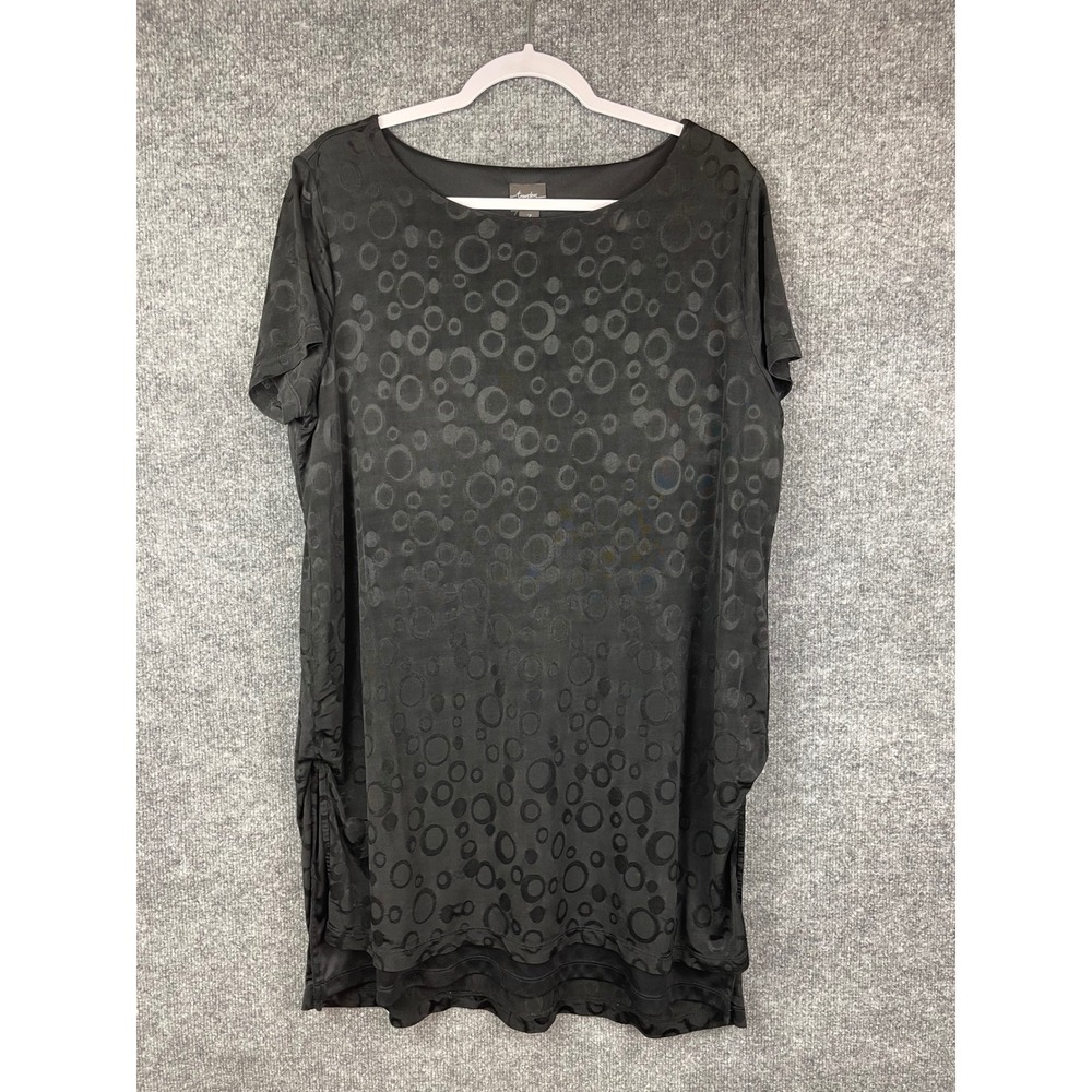 Chico's Travelers Dress Women's 3 L/XL Black Bubble Burnout Short‎ Sleeve